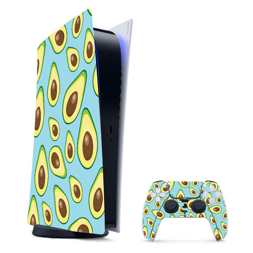 MightySkins Gaming Skin for PS5 / Playstation 5 Digital Edition Bundle - Blue Avocados | Protective Viny wrap | Easy to Apply and Change Styles | Made in The USA