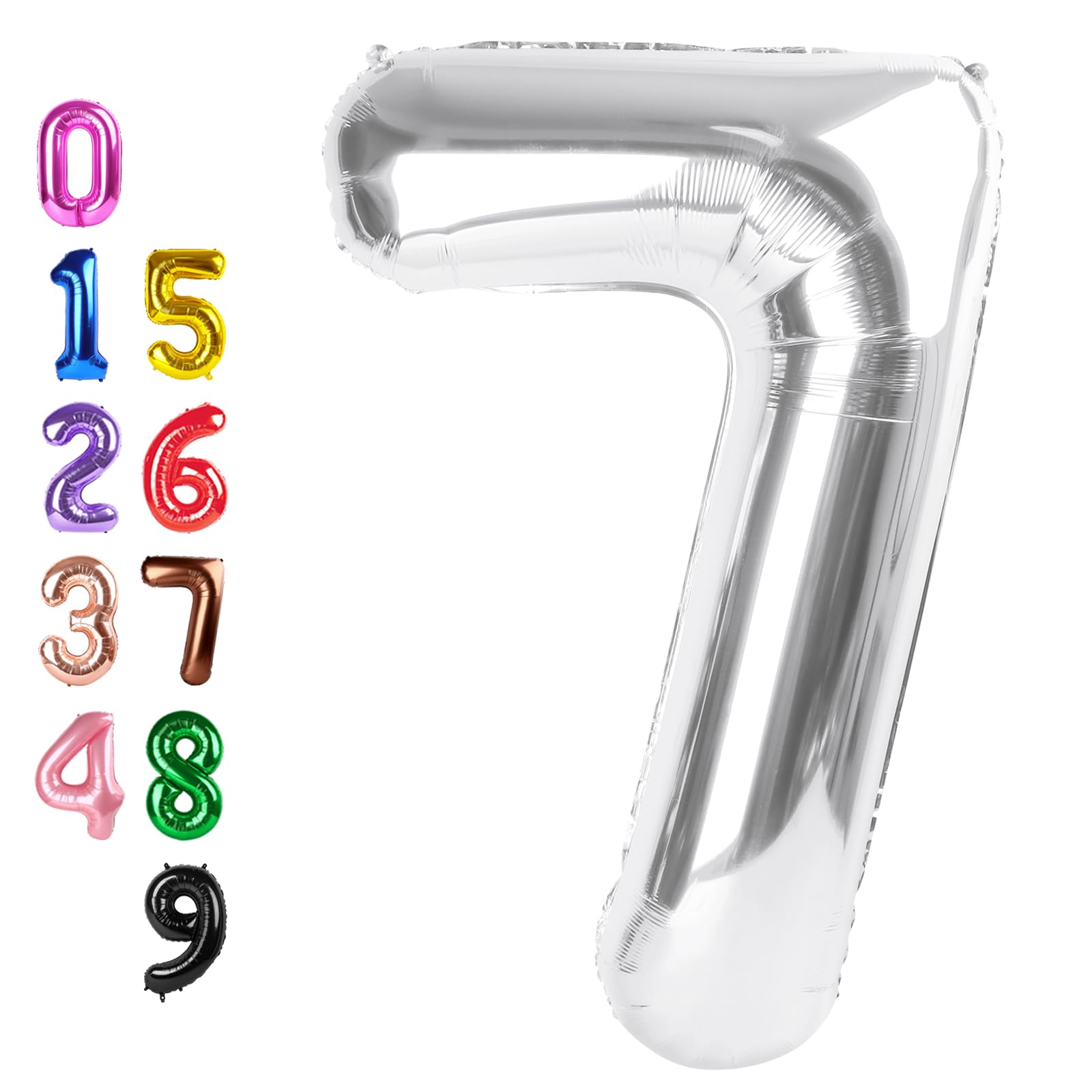 Number Balloons Silver 7 Balloon 40 inch for 7th Birthday Party Decorations