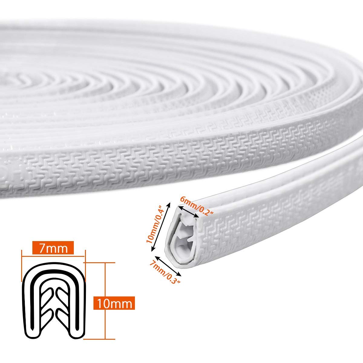 Automaze U Shape Edge Trim Rubber Strip Seal Protector Car Door Edge Guard for Most Cars (16 ft/5 m, White)