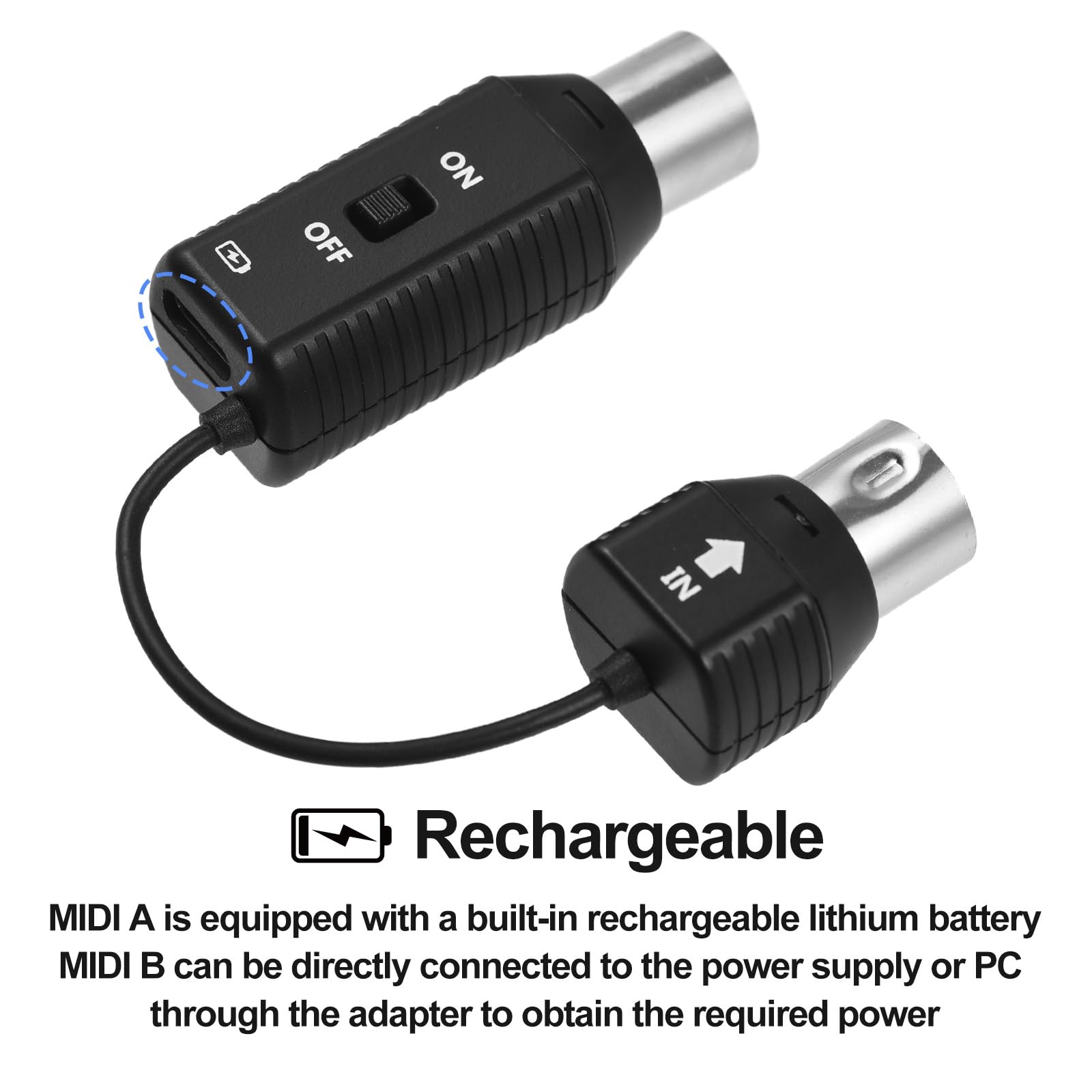 Collega qualsiasi dispositivo MIDI MIDI senza fili Adattatore wireless MIDI Cavo MIDI system di trasmissione senza fili Adattatore MIDI MS1 Mini system di trasmissione