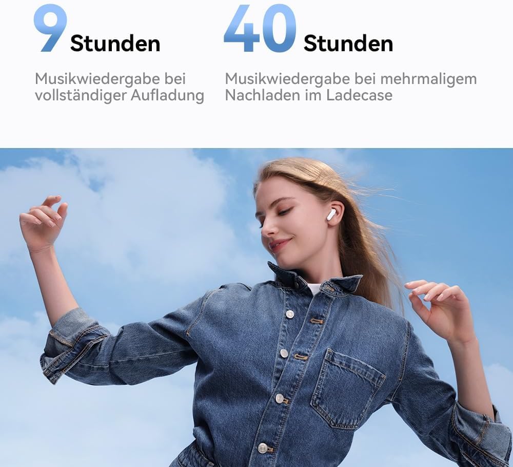 HUAWEI FreeBuds SE 2 Kabellos Kopfhörer, Bis zu 40 Stunden Akkulaufzeit, Leicht und komfortabel, Ausgewogener Klang, Wasserdichtigkeit, keramisch weiß