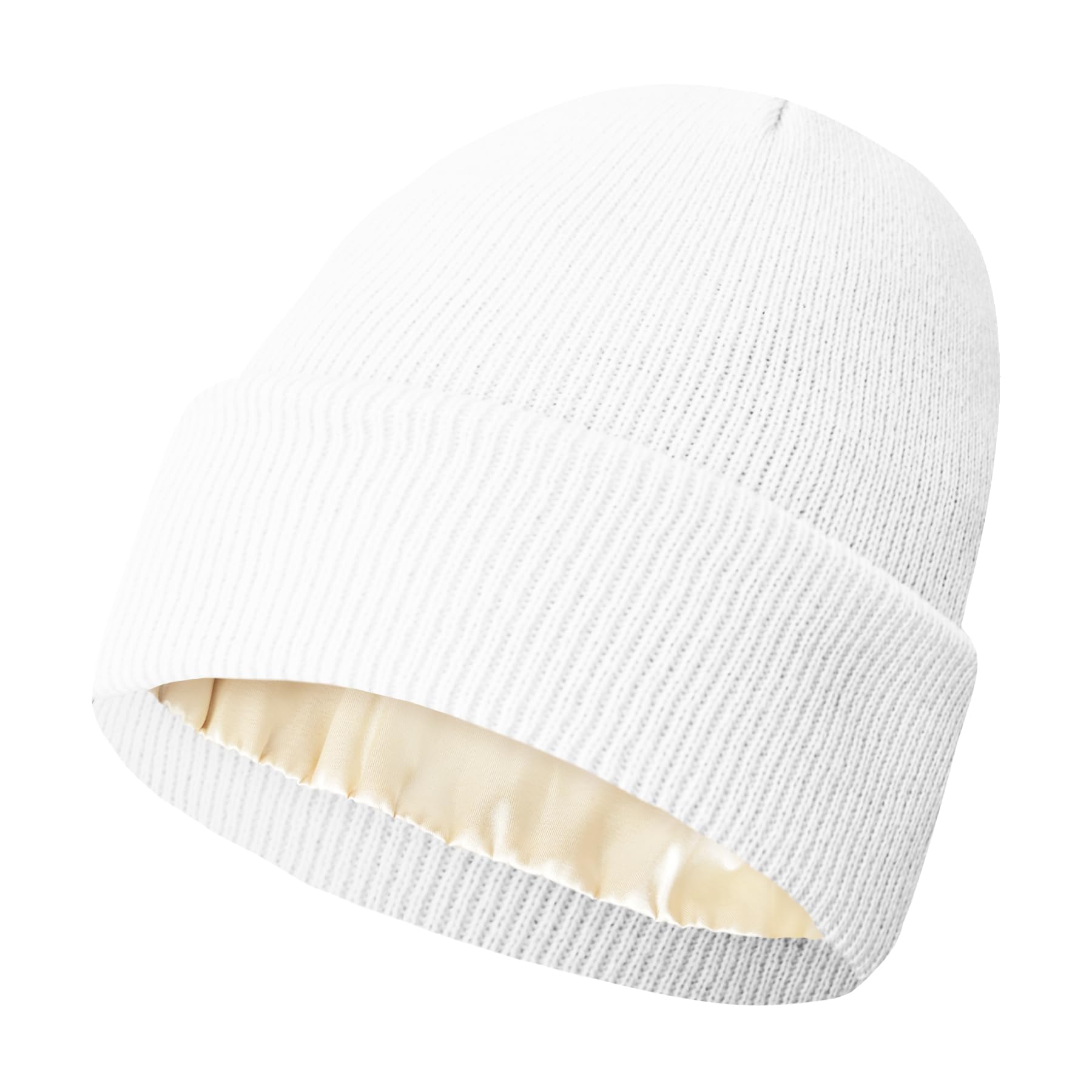 JYxingchi Satin Lined Beanie for Women Winter Warm Soft Lining Cuffed Knit Hats Silk Lined Beanie for Women