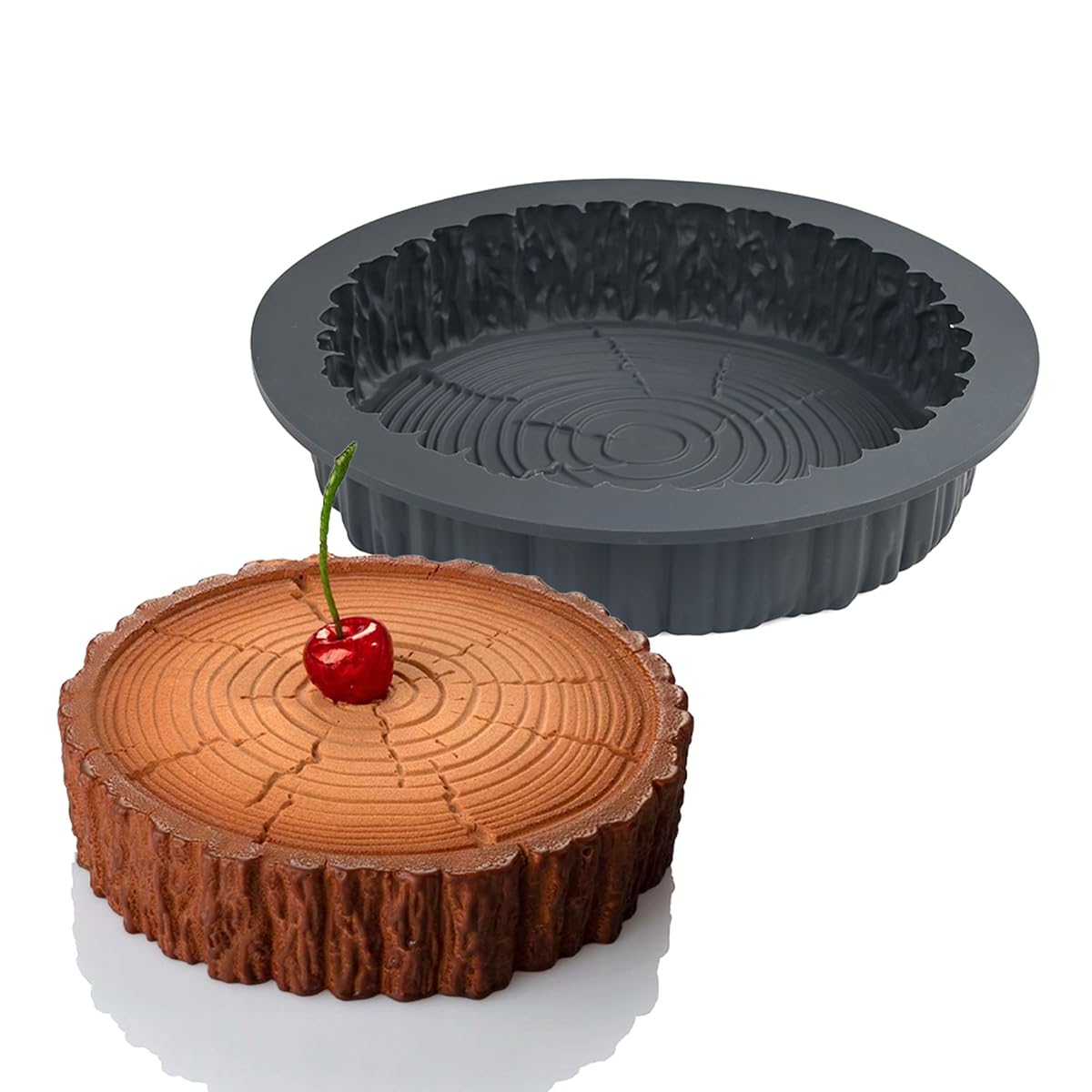 mostsom Moule à gâteau décoratif en silicone pour mousse, gelée, chocolat, crème glacée (souche d'arbre)