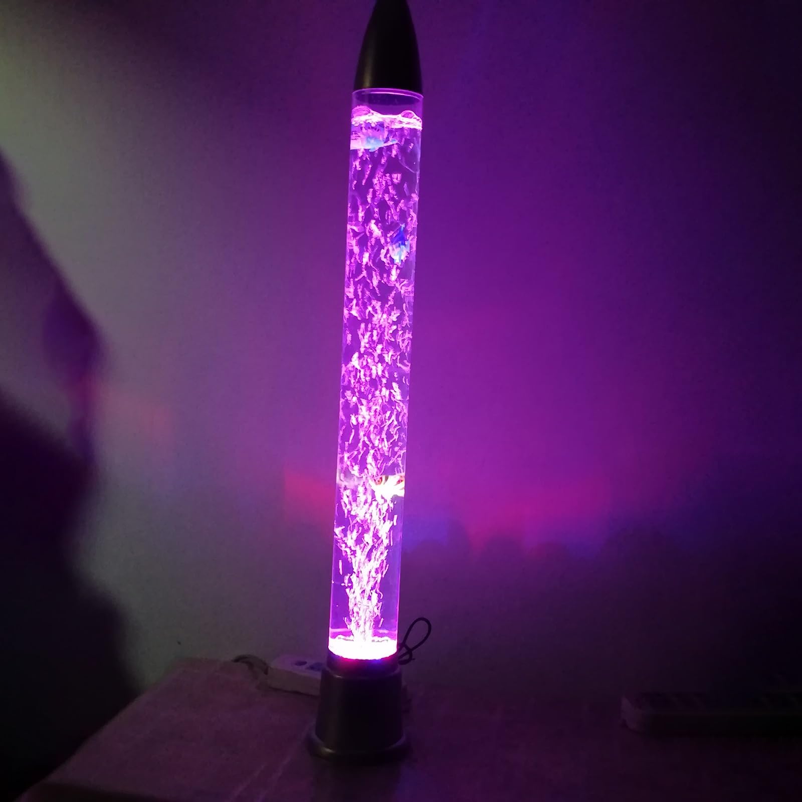 Torre de burbujas de peces de 88 cm con cambio de 7 colores LED