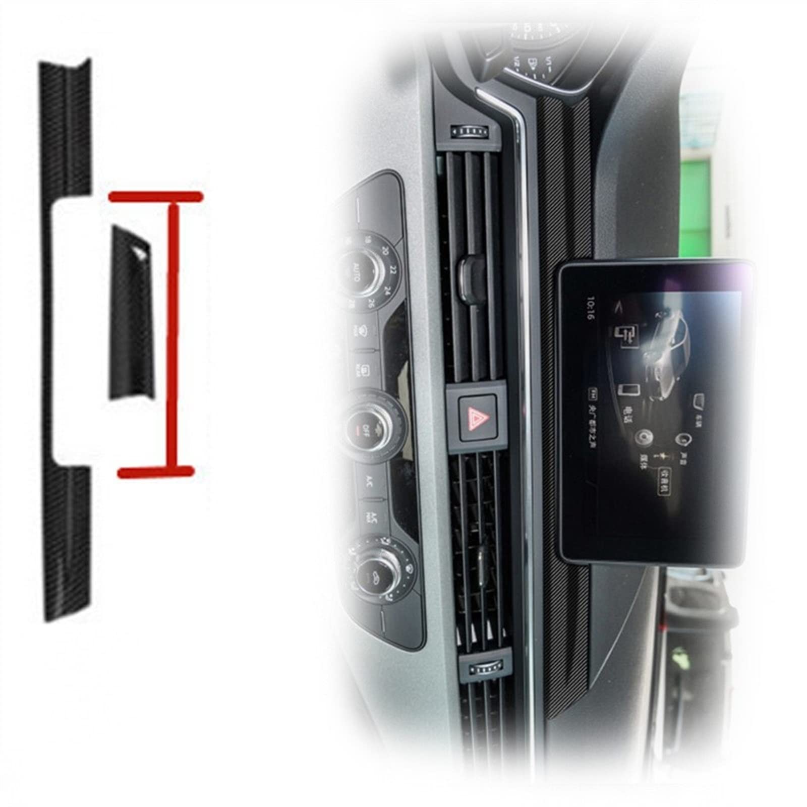 Garniture De Couvercle Changement Vitesse Console Centrale ABS pour Audi A4 B9 2017-2019 Décoration Cadre Sortie d'air Couleur Fiber Carbone