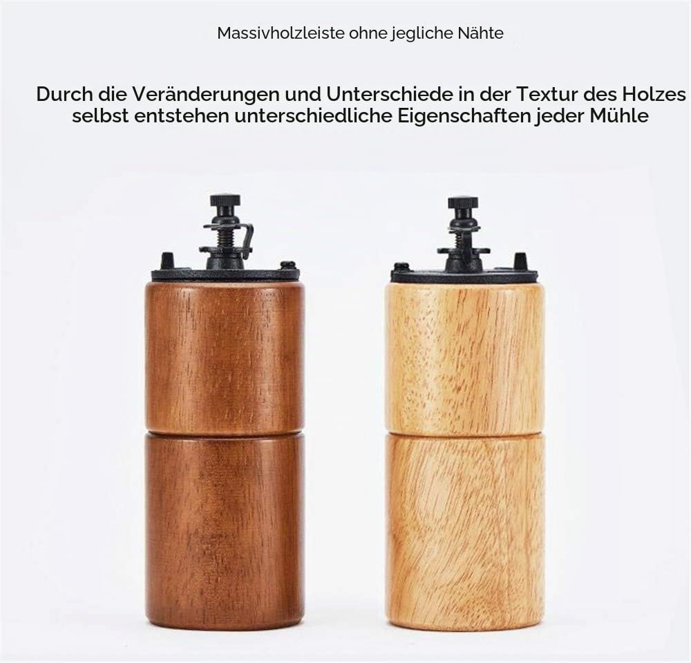 Akirakoki Manuelle Kaffeemühle aus Holz mit Gusseisen-Grat, große Kapazität, Handkurbel, tragbar, Reisen, Camping, verstellbar (braunes Holz)