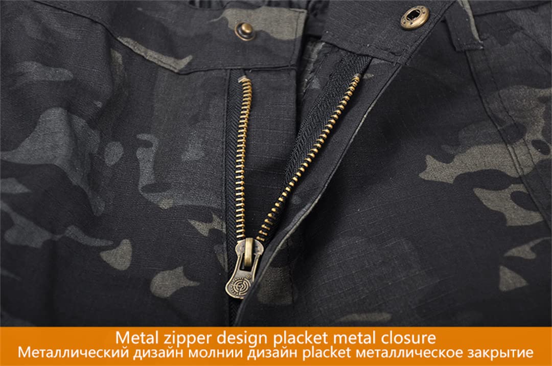 T-Shirt da Uomo tattico Militare Militare Camo1 da Arrampicata T-Shirt da Caccia Sportiva Traspirante (Pitone Nero L)