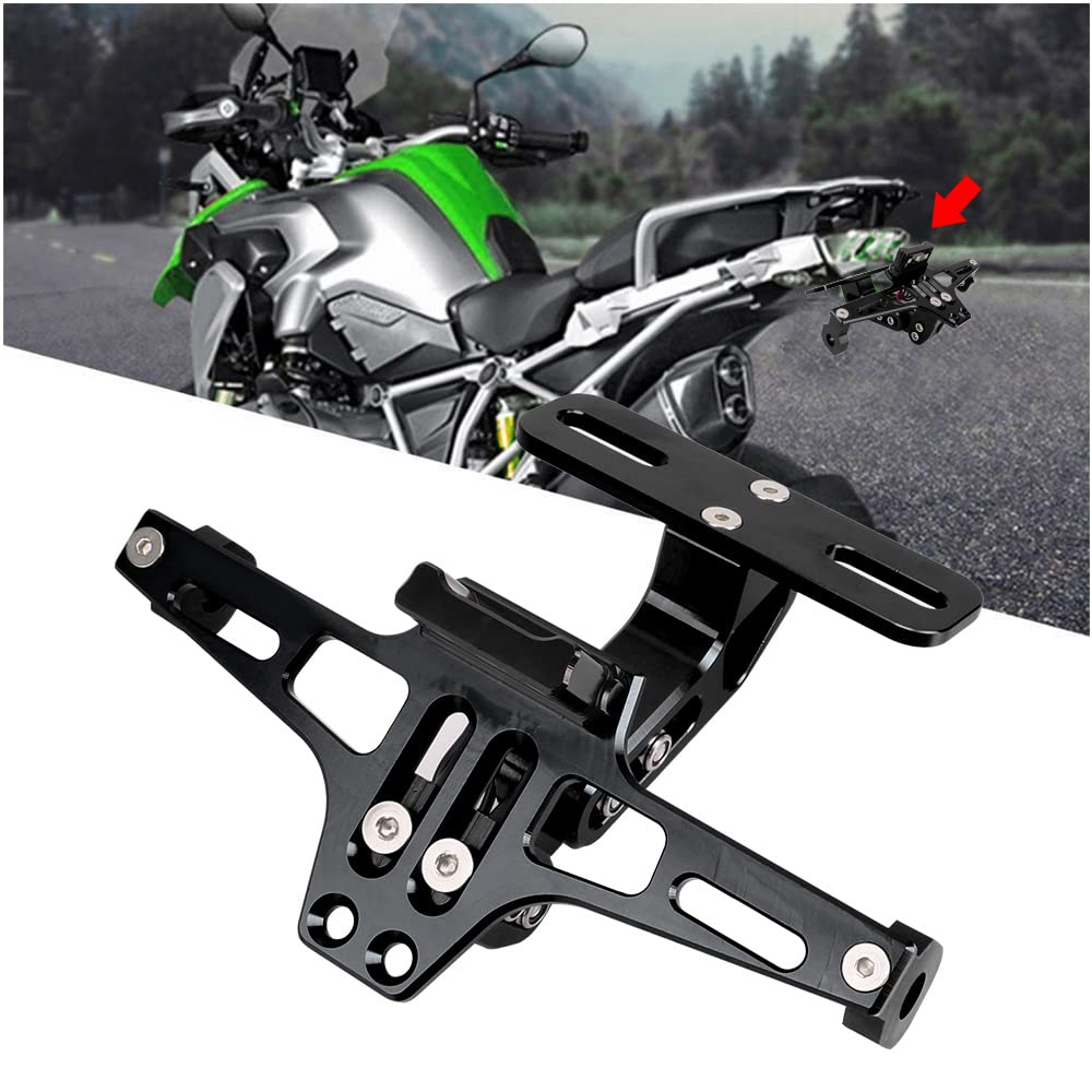 Kennzeichenhalter Motorrad Blende Signal Lichthalterung Moto Zubehör Motorrad Lizenznummer Platte Halter Frame Einstellbar CNC Aluminium mit Licht. Motorrad Kennzeichenhalter(Gold)