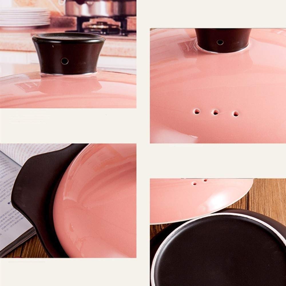 Casseruola pentolame casseruola in Ceramica Bocca Bassa Design Risparmio energetico Domestico conservazione del Calore con Coperchio Lavorazione squisita Parete Interna Liscia smal