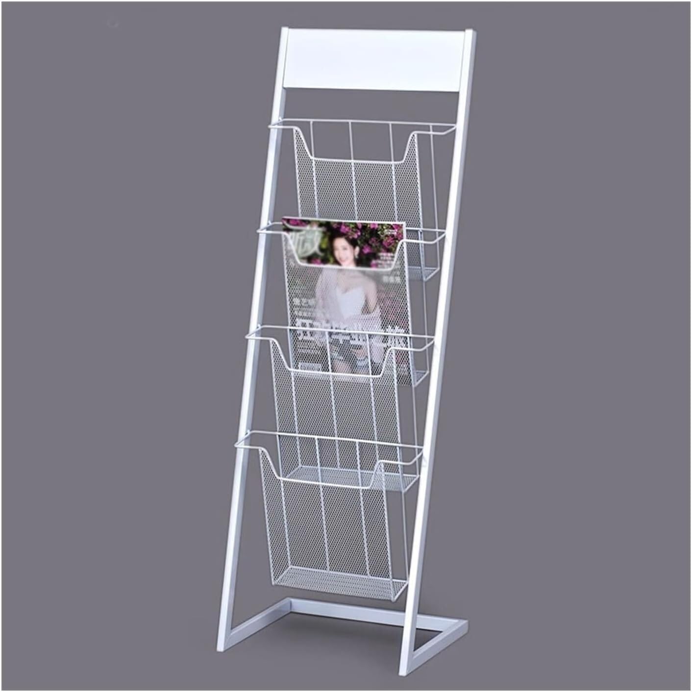 CGCSYZ Magazine Racks, 4-tier Brochure Display Racks, Floor Standing Magazine Racks, Newspaper Racks, For Product Exhibitions Brochure Display Stand for Exhibitions (White)