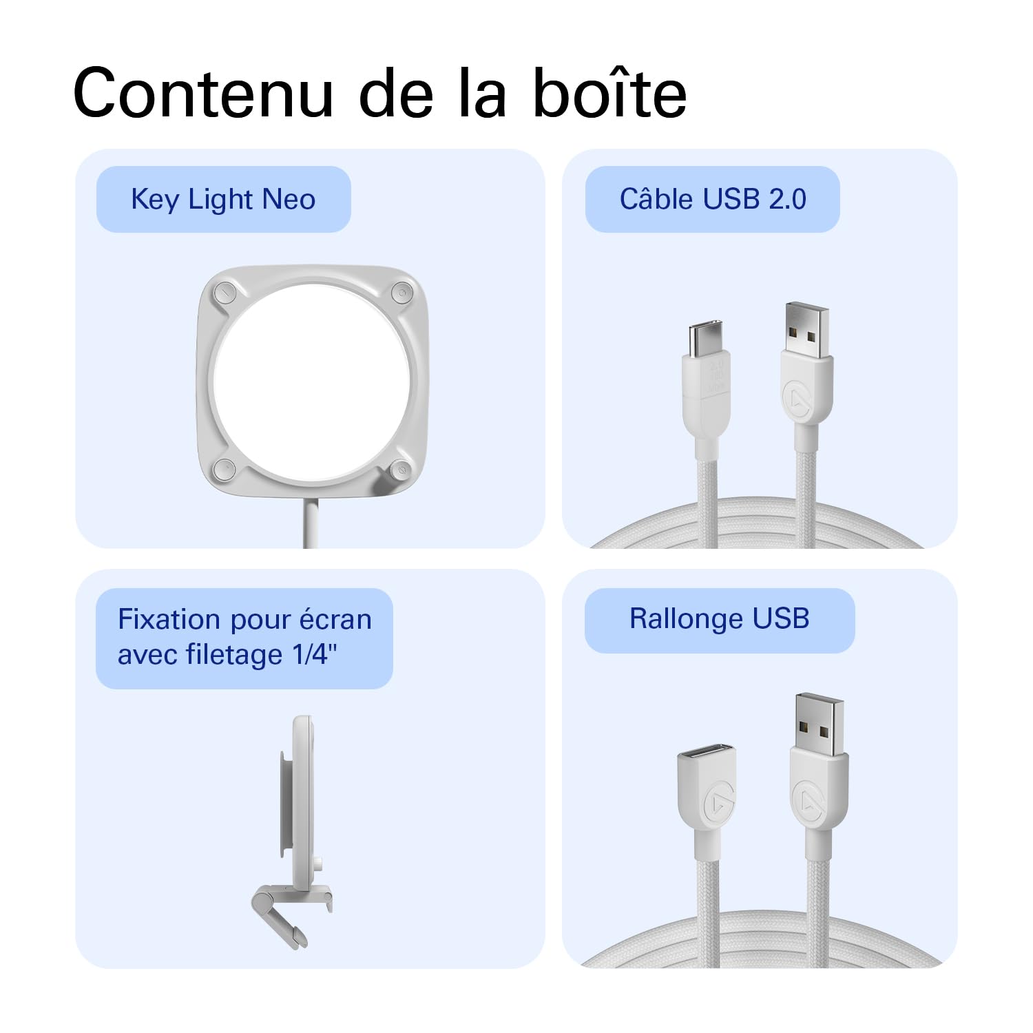 Elgato Key Light Neo éclairage professionnel USB Wi-Fi pour appels vidéo streaming avec support écran PC Mac