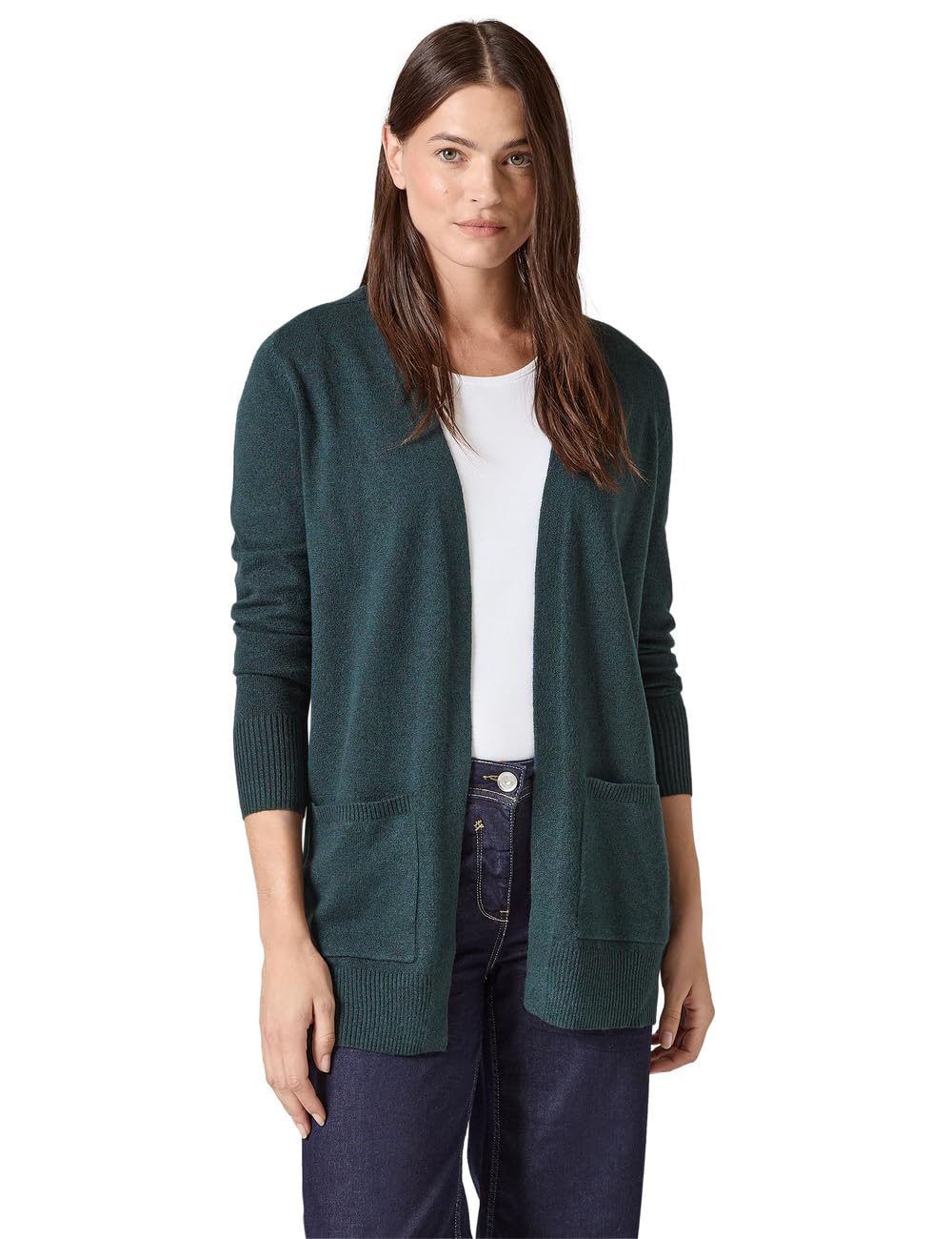 Cecil Long Cardigan, Fir Green Melange, XS