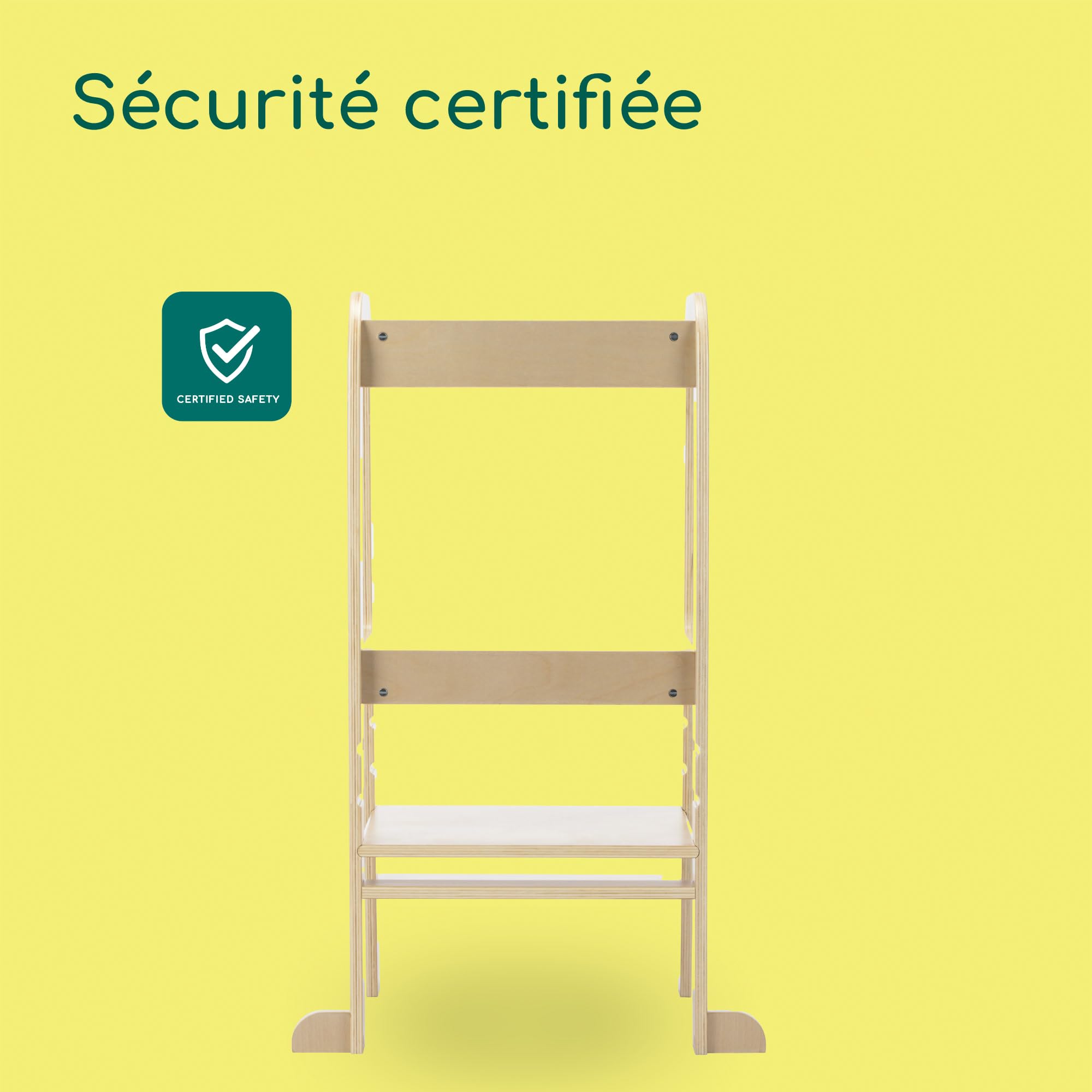 Bebeconfort Hoya, Tour d'Observation Enfant, 1,5 à 6 Ans (10-30 kg), 3 Hauteurs Réglables, Sécurité Certifiée, Tour d'apprentissage Montessori, Légère 6,2 kg, Design, Durable, Natural Wood