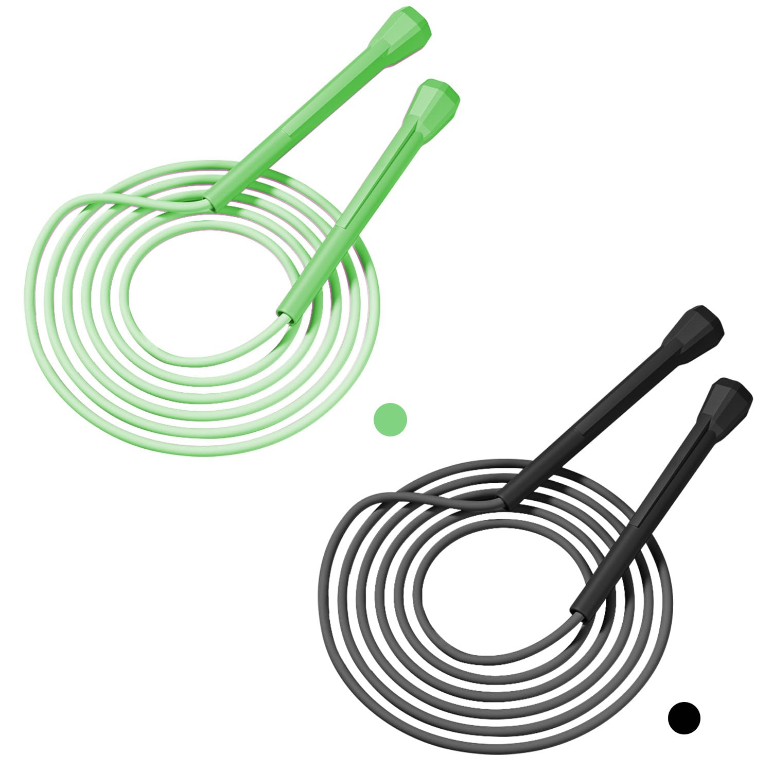 Hitchuey Verstellbare Springseil Kinder, 2 Stück 280CM Leichtgewicht Kinder Rope Skipping Seil, Springseil Kinder für 6 | 7 | 8 | 9 |10 Jahre Jungen und Mädchen，Schwarz und Grün