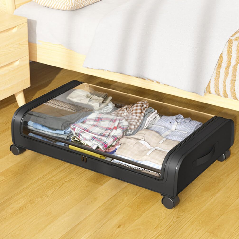 Contenitore Sottoletto Con Ruote Organizer Per Abbigliamento e Giocattoli Scatola Di Stoccaggio Trasparente Capienza Elevata Design Pratico e Sicuro Per Camera Da Letto