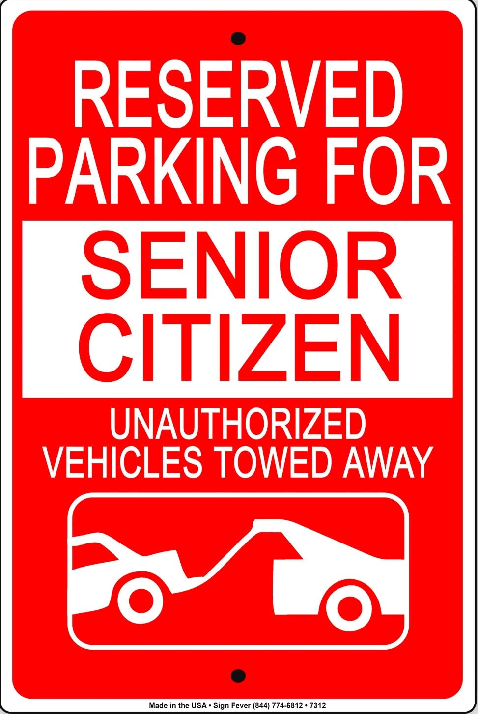 Reserved Parking For Senior Wall Art Decor Novelty Notice Metal Sign