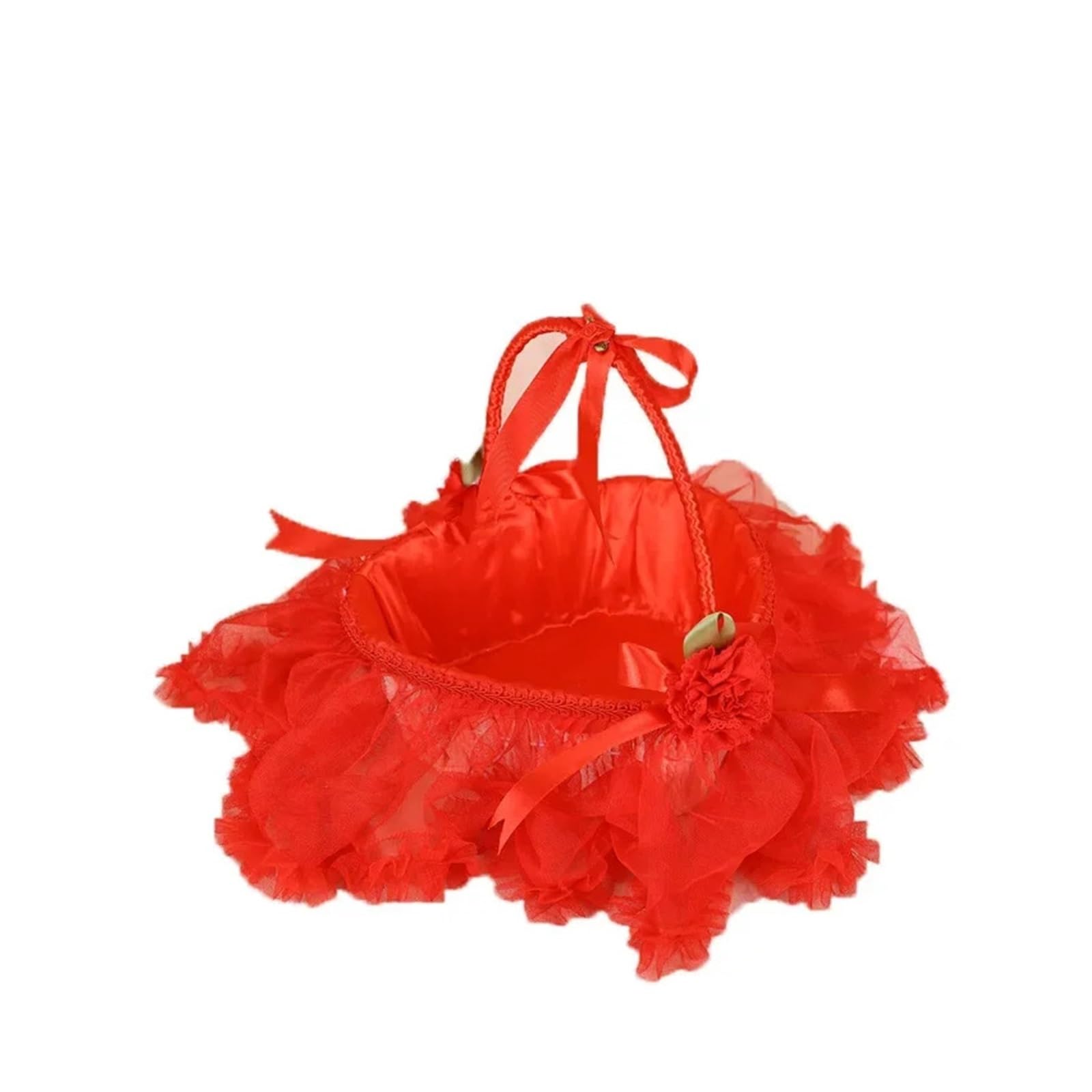 Wedding Petal Confetti Basket, Flower Wedding Basket Handheld Lace Petal Scattering Multicolor(Color5)
