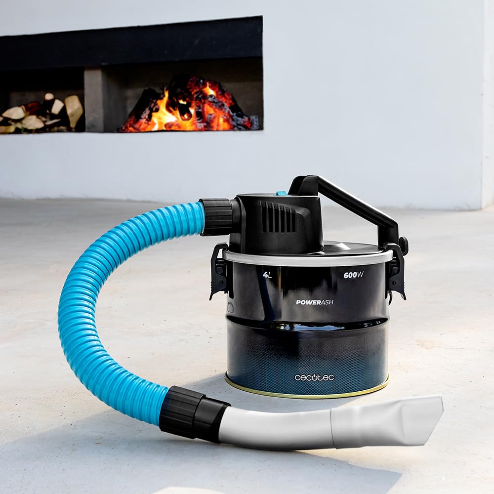 Cecotec Aspiradora de Cenizas Compacto Conga Ash 1000 Lite. 600W, Acabados Acero INOX, Tubo con Recubrimiento Metálico, Depósito de Acero Inoxidable de 4 litros, Filtro de Malla Metálica