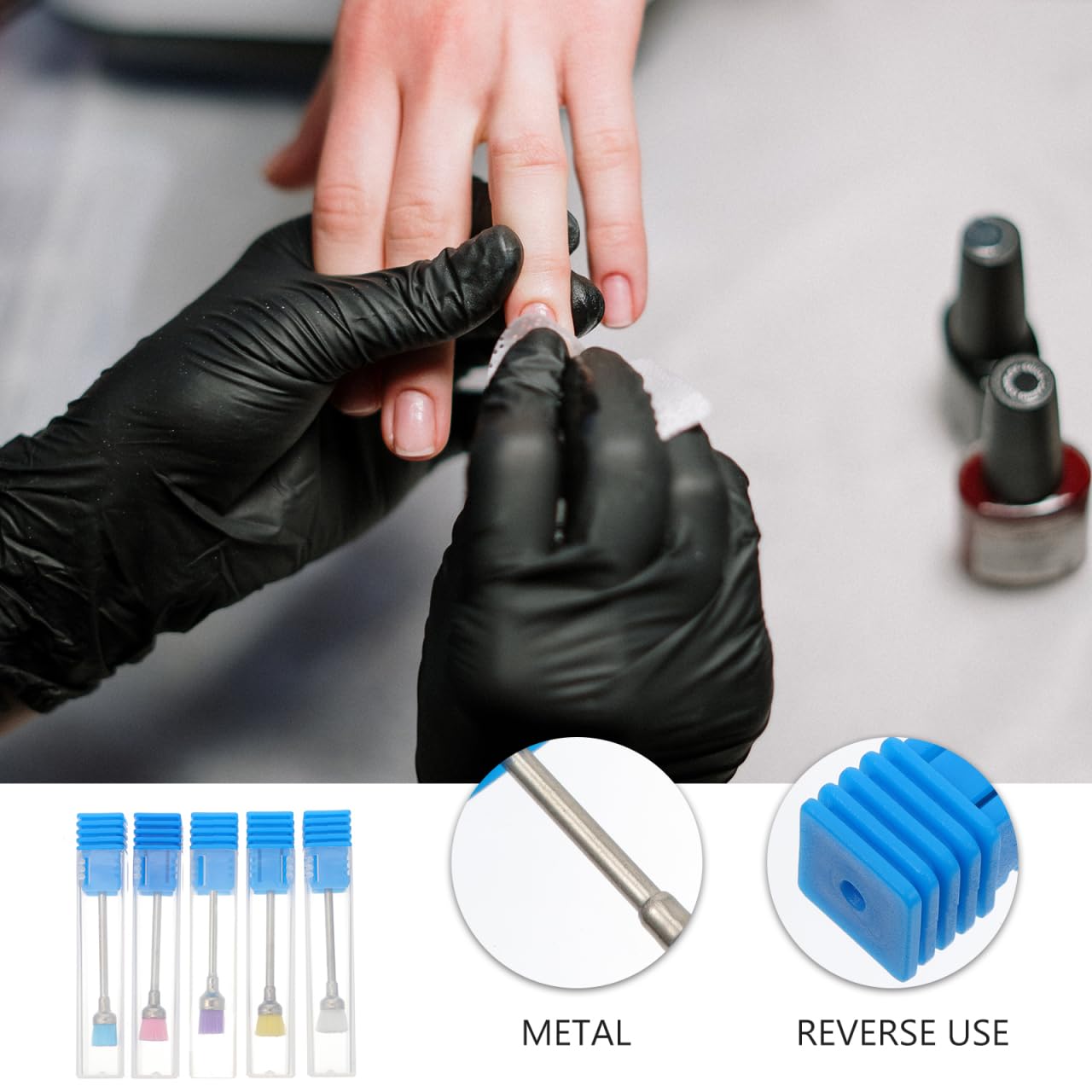 LIFKOME 5 pièces Brosse de Nettoyage pour Poussière Ongles Ergonomique Outil de Manucure Pédicure Professionnel Embouts Ponceuse Ongles Multifonctions Kit Nail Art Portable