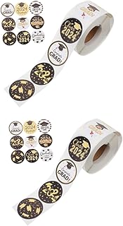 jojofuny 2 Rollos Temporada De Graduación Pegatinas Amarillo Sello Nombre Pegatinas Para Bolsos De Fiesta Calcomanías De Etiquetas De Comida De Colores Tú