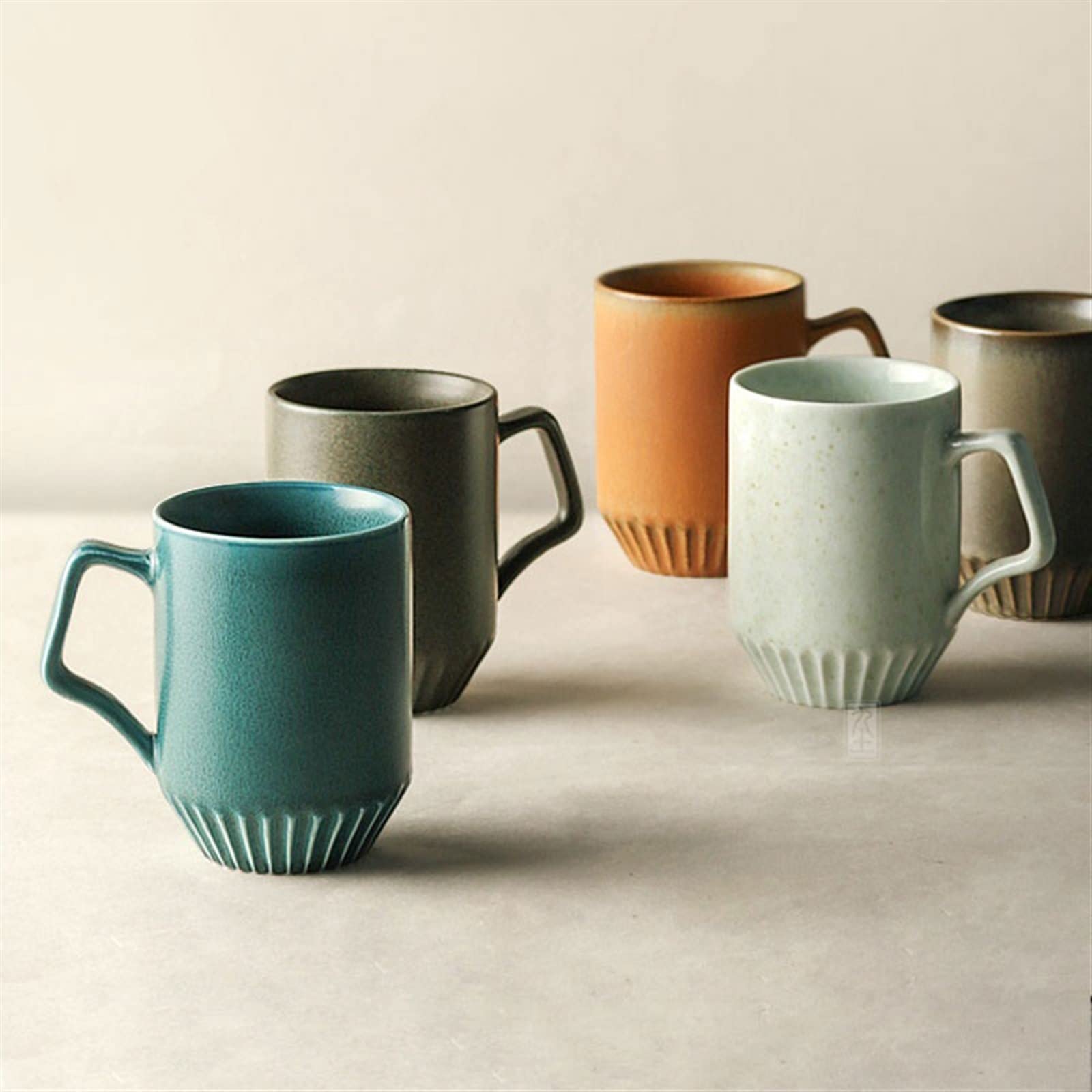 Becher 370ML Vintage Kaffeetasse Handgemachte Tasse Haushalt Keramik Trinkbecher Persönlichkeit Paar Tasse Kaffeetasse (Farbe: Grau)