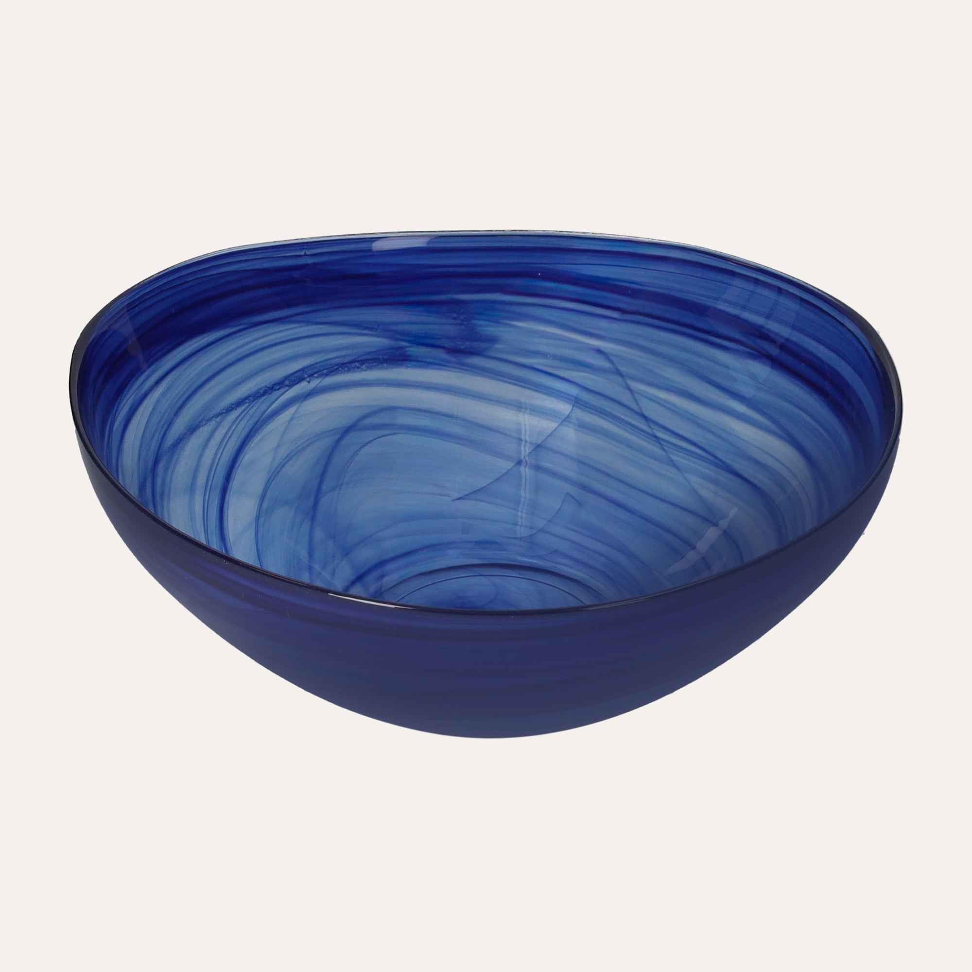 Keyhomestore - Juego de 2 cuencos de alabastro de color blanco y azul océano, diámetros de 30 y 26 cm, ideales como recipientes para alimentos como ensaladas y frutas. Ideal como regalo y ensaladera.