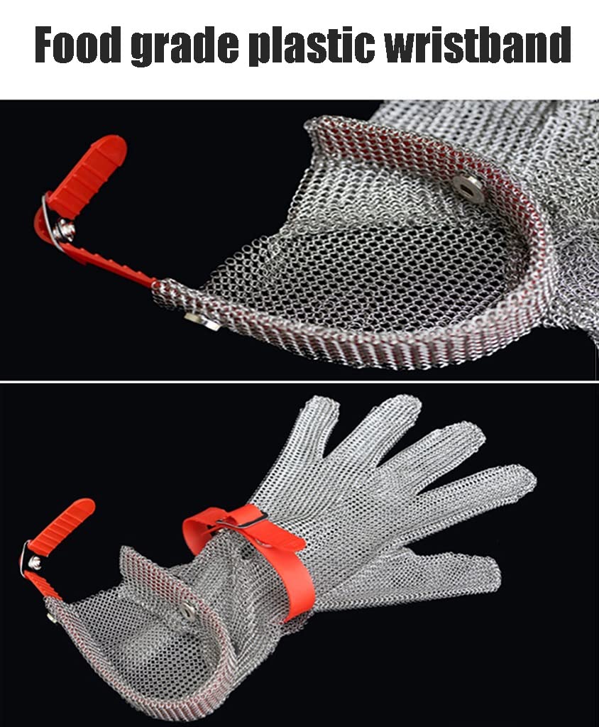 Guantes Resistentes al Corte de Acero Inoxidable de 32 cm de Acero Inoxidable, adecuados for Sacrificio, Cocina, jardín, Guantes de Estudio de Aventuras al Aire Libre