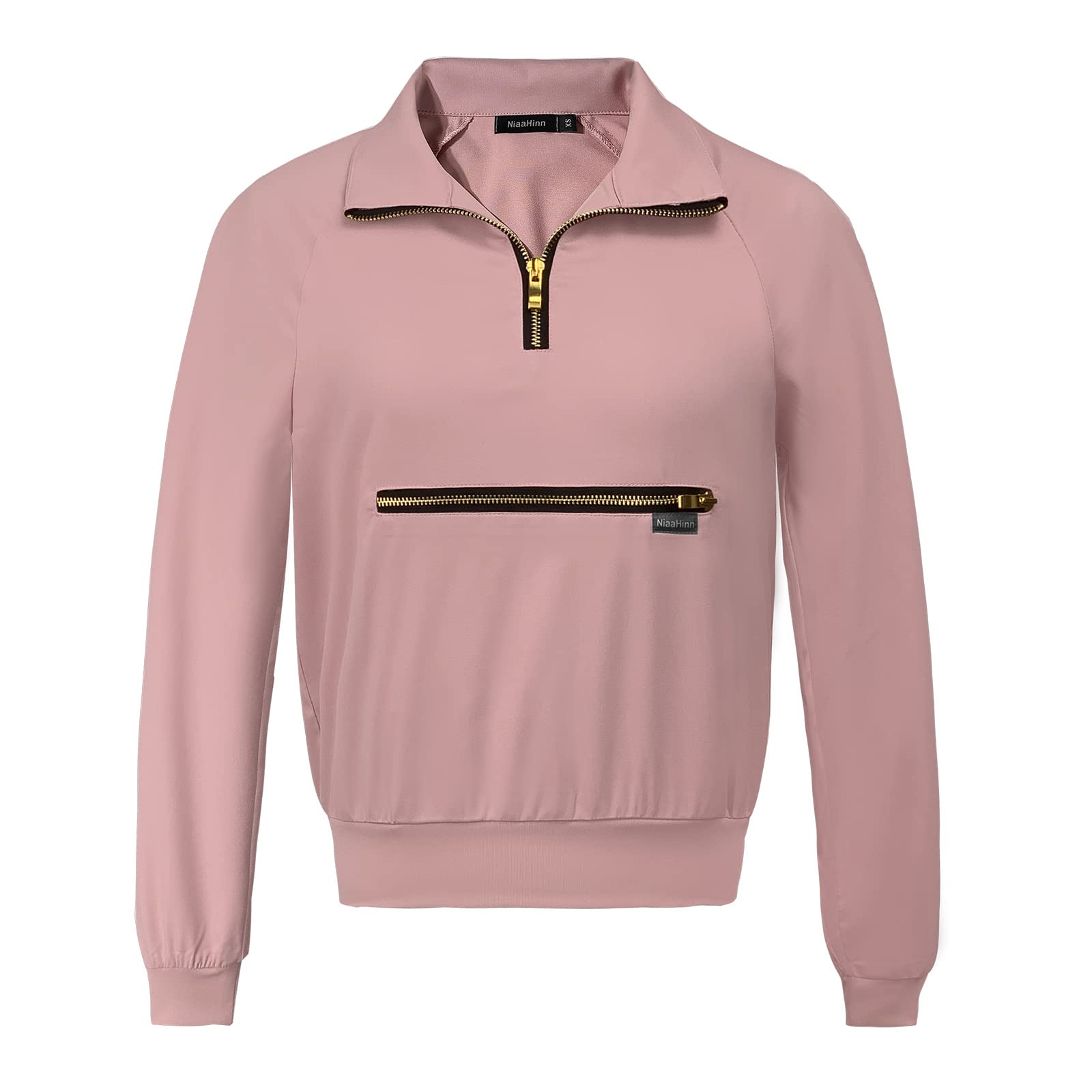 niaahinn Women's Scrub Top Workwear V- Neck Long Sleeve T-Shirt Women's Medical Uniform Top (Pink,XL,X-Large)