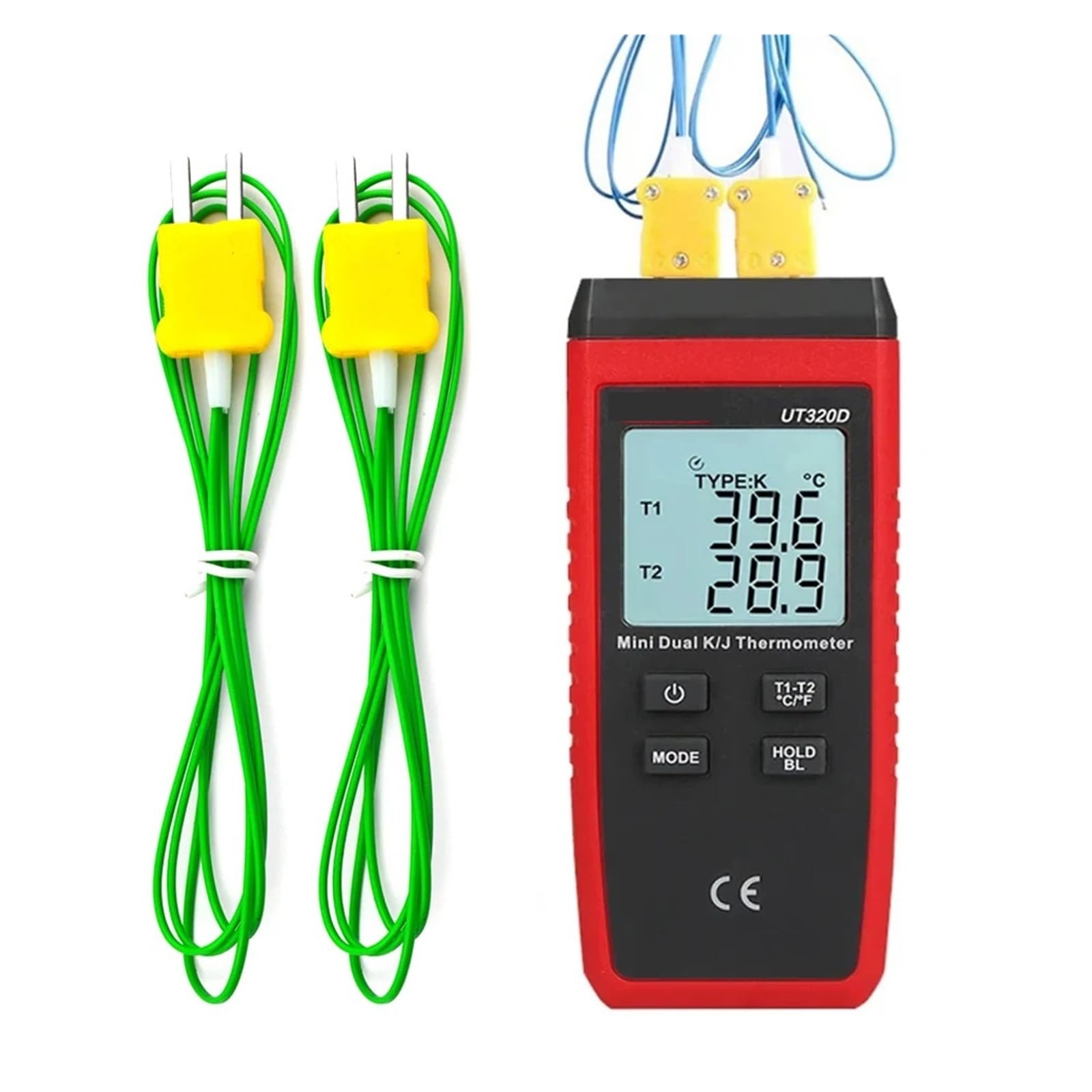 UT320A UT320D Digitalthermometer, Mini-Doppelkontakt-Thermoelement Typ KJ Hochtemperaturmessgerät-Tester -50 ℃ bis 1200,Präzisionsinstrument(UT320D)