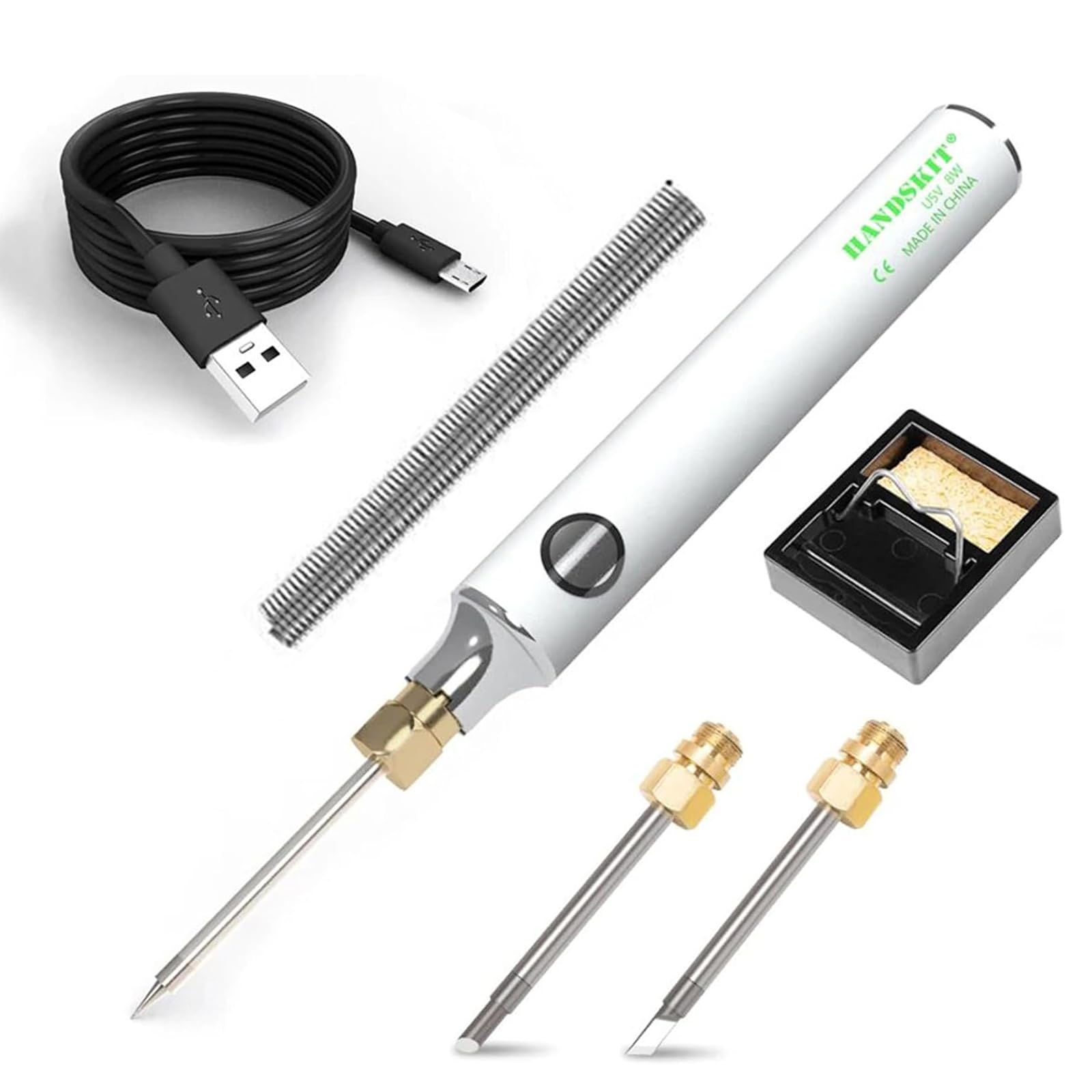 HANDSKIT Kit de soldador,2000mAh Soldadores de Estaño con Temperatura Ajustable 330-450°C,Soldador de Precisión Profesional con 3pcs Puntas,Estación de Soldadura para el Uso Diversamente Reparado