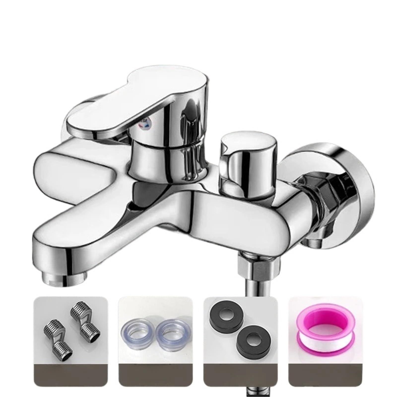 Thermostatic Shower Mixer Bathroom Shower Faucet Mixing Valve Set Bathtub Switch Triple Hot and Cold(Silver)