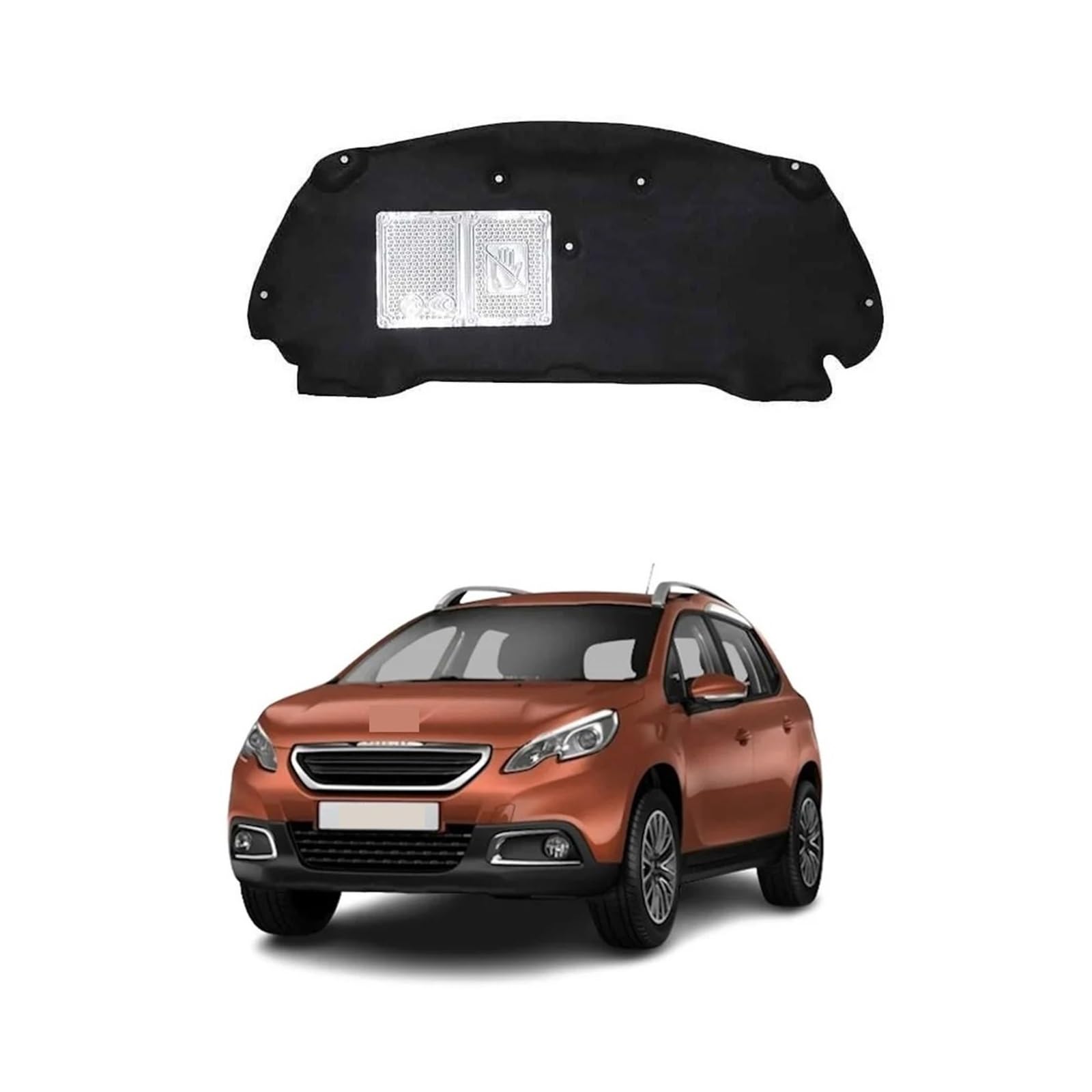 Compatible for Peugeot 2008 A94 P24 2013~2025 2014 2015 Car Hood Engine linin Thermal Insulation Cotton Soundproof Mat Cover Accessories(13-19 Aluminum foil)