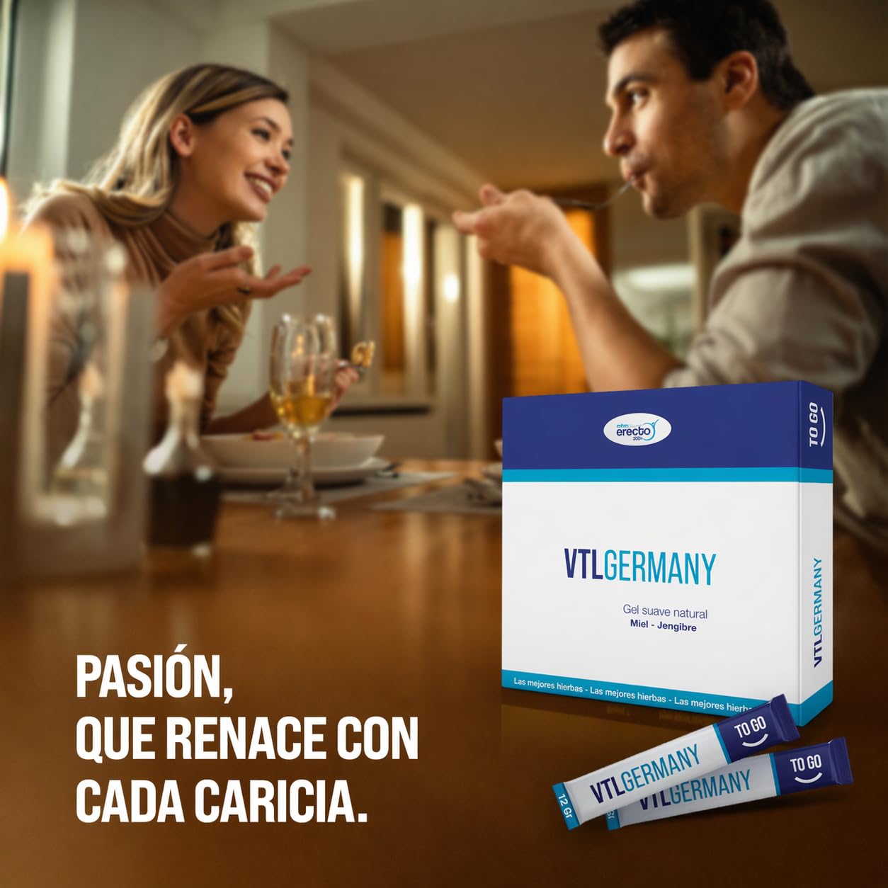 VTL GERMANY Miel Afrodisíaco Hombre, Efecto Inmediato, 12x12g Stick Miel Gel, Extra Fuerte para Hombres Activos