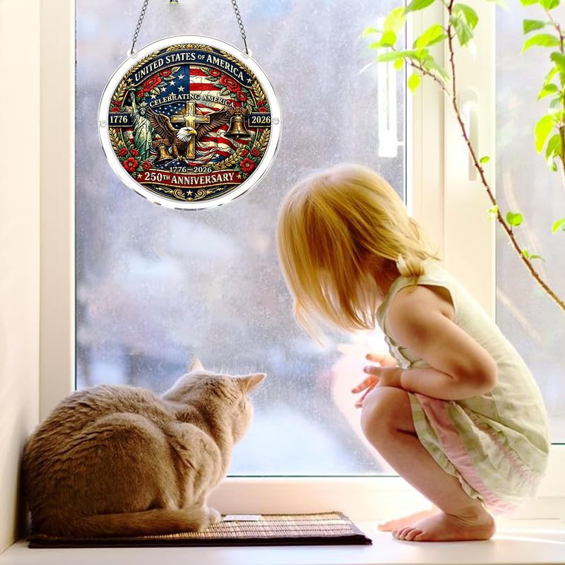 Puzzle acrílico irregular con 83 piezas comemorativo del 250 aniversario de USA, con diseño 2-en-1 de puzzle y colgante para ventana miniatura 5