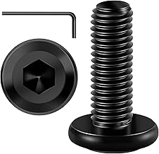 20Pcs M6 Bolts, M6 x 20mm Flat Head Hex Socket Cap Screws Bolts, 304 Stainless Steel Furniture Bolt Full Thread, Black Oxide, with Hex Key