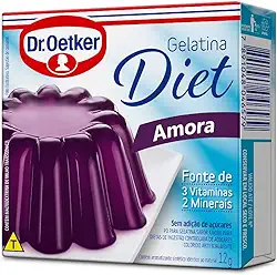 Dr. Oetker Gelatina em Pó Diet, Sabor Amora, Sobremesa com Sabor e Consistência Deliciosa, Fácil de Fazer, 12g
