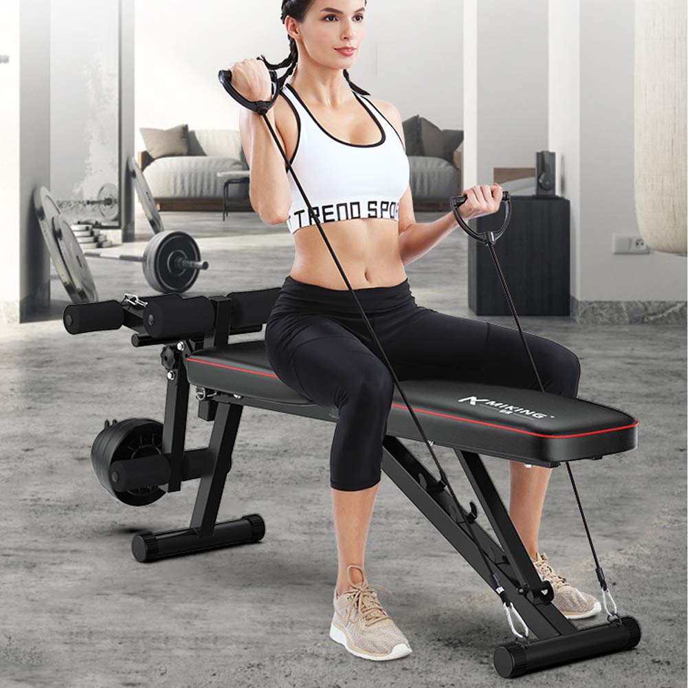 Banco Abdominales AB Ajustable Banco Musculación Plegable Inclinable con Extensión de la Pierna y la Pierna Curl, Banco de Pesas Carga 200kg