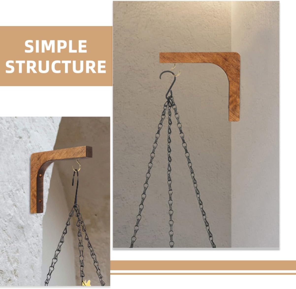 POPETPOP 12pcs Indoor Wooden Plant Hanger Rustic Wall Hooks for Flowerpots Versatile Potted Plants Holder Easy to Install Decor for Home and Garden