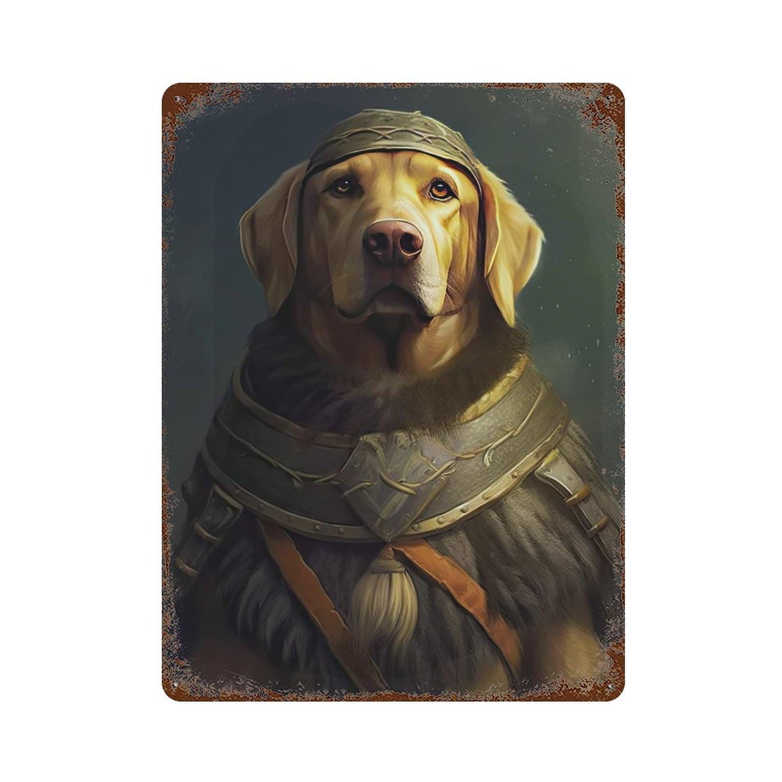 Garage Style Labrador Viking Aged Metal Wall Plaque 15.7"x11.8", Decorative Metal Wall Art for Bar And Workshop