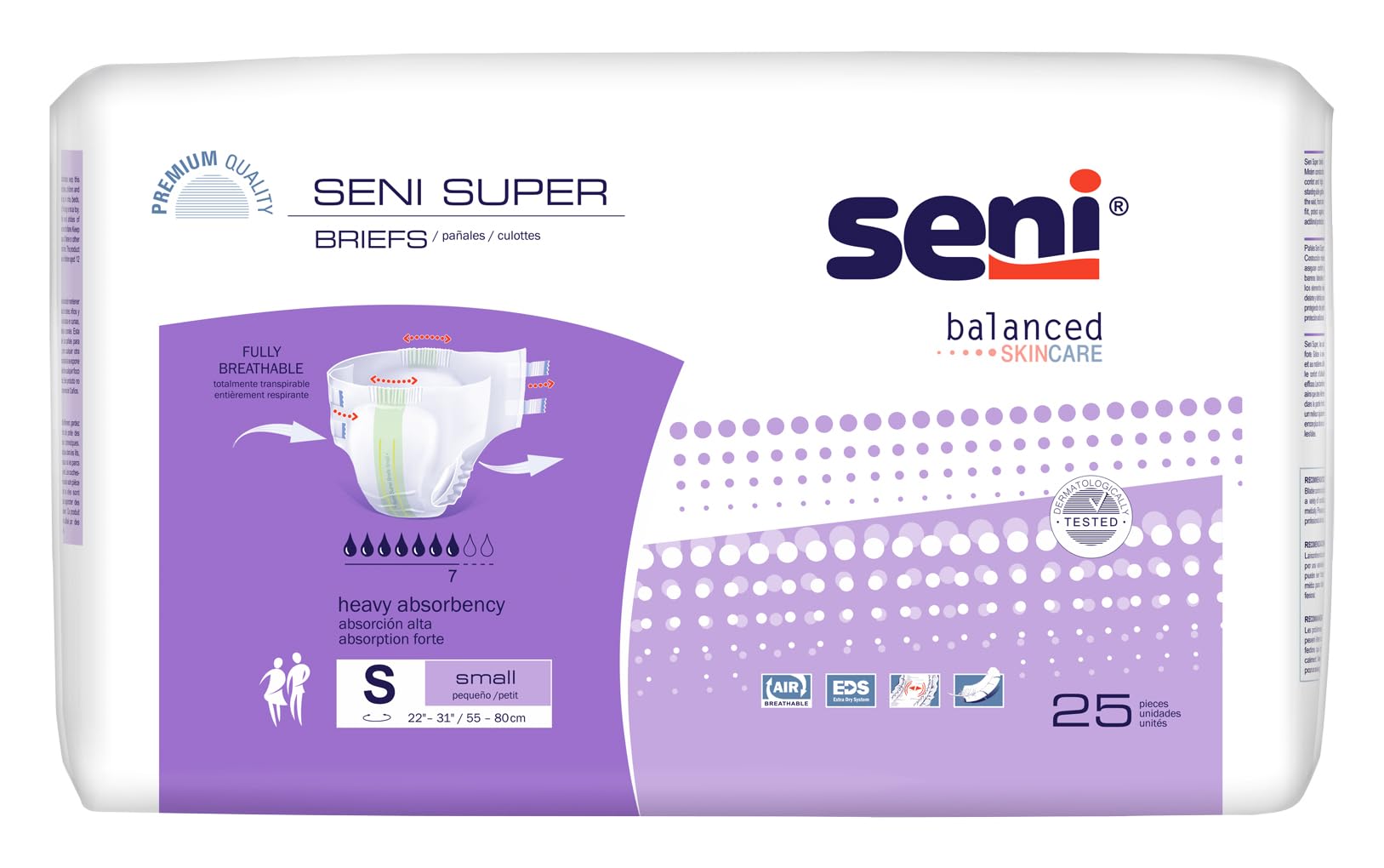 Seni Super Unisex Adult Incontinence Briefs with Tabs, 22-31 in, 50 ct