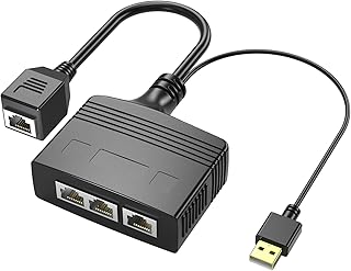 RIIEYOCA1 to 3 Port RJ45 Ethernet Splitter Adapter,8 Core 100Mbps High Speed LAN Network Splitter for Cat5, Cat5e, Cat6, Cat7,Cat8 (female)