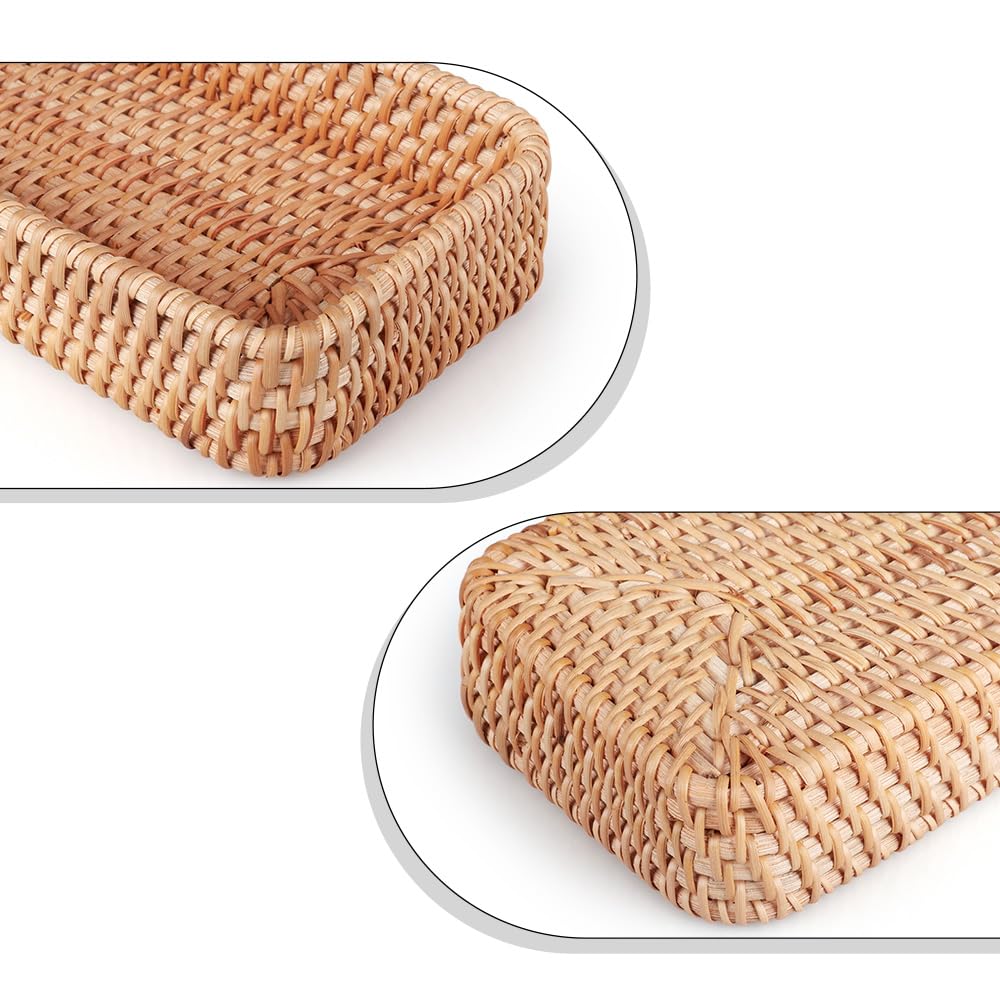 1 cestino per il pane in rattan intrecciato, piccolo cestino per la vanità, per la conservazione, decorativo (naturale, 28 x 11,5 x 4 cm)