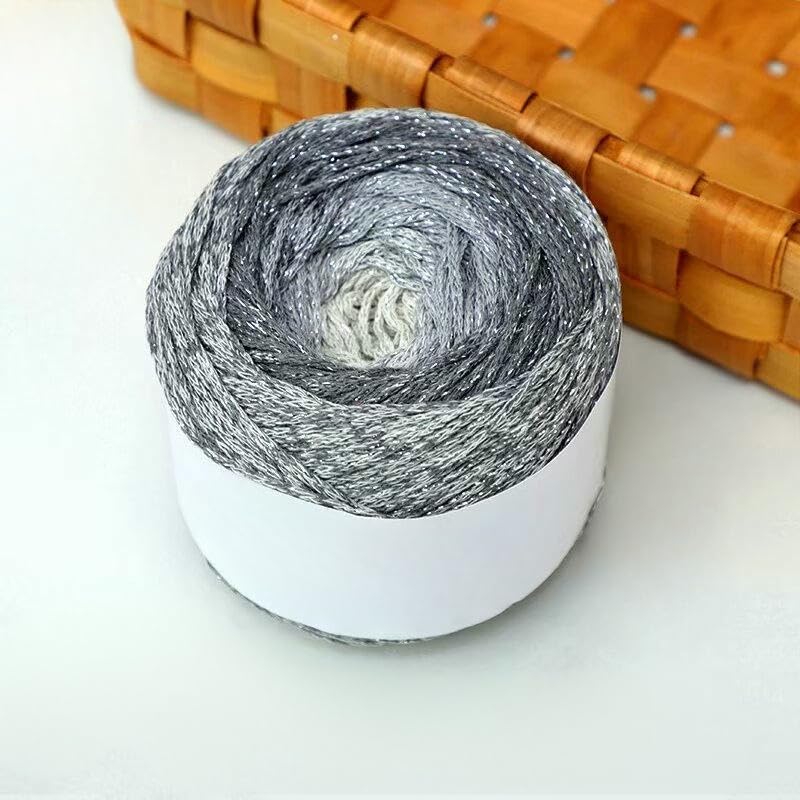 1-3 Piezas de Hilo de algodón Degradado de 200 g, Hilo de algodón Colorido Tejido a Mano con Brillo, para Bolsos y Posavasos de Crochet DIY