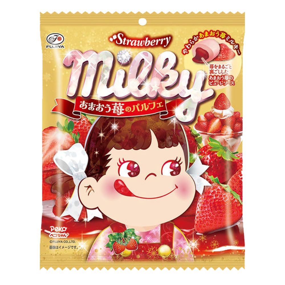 Japanese Milky Candy Sweet Assortment Flavours (Amaou Strawberry Parfait Flavour 67g)