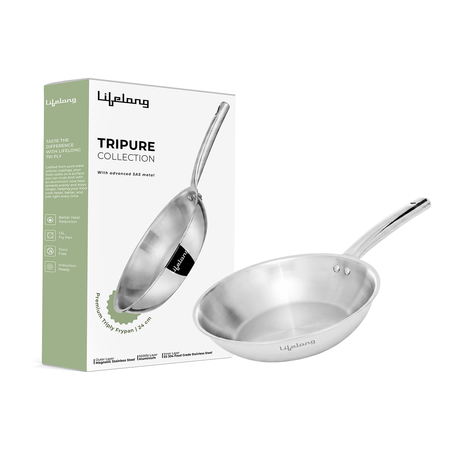 Lifelong Tri PlyÂ Fry Pan 24 Cm LLOTPFP24