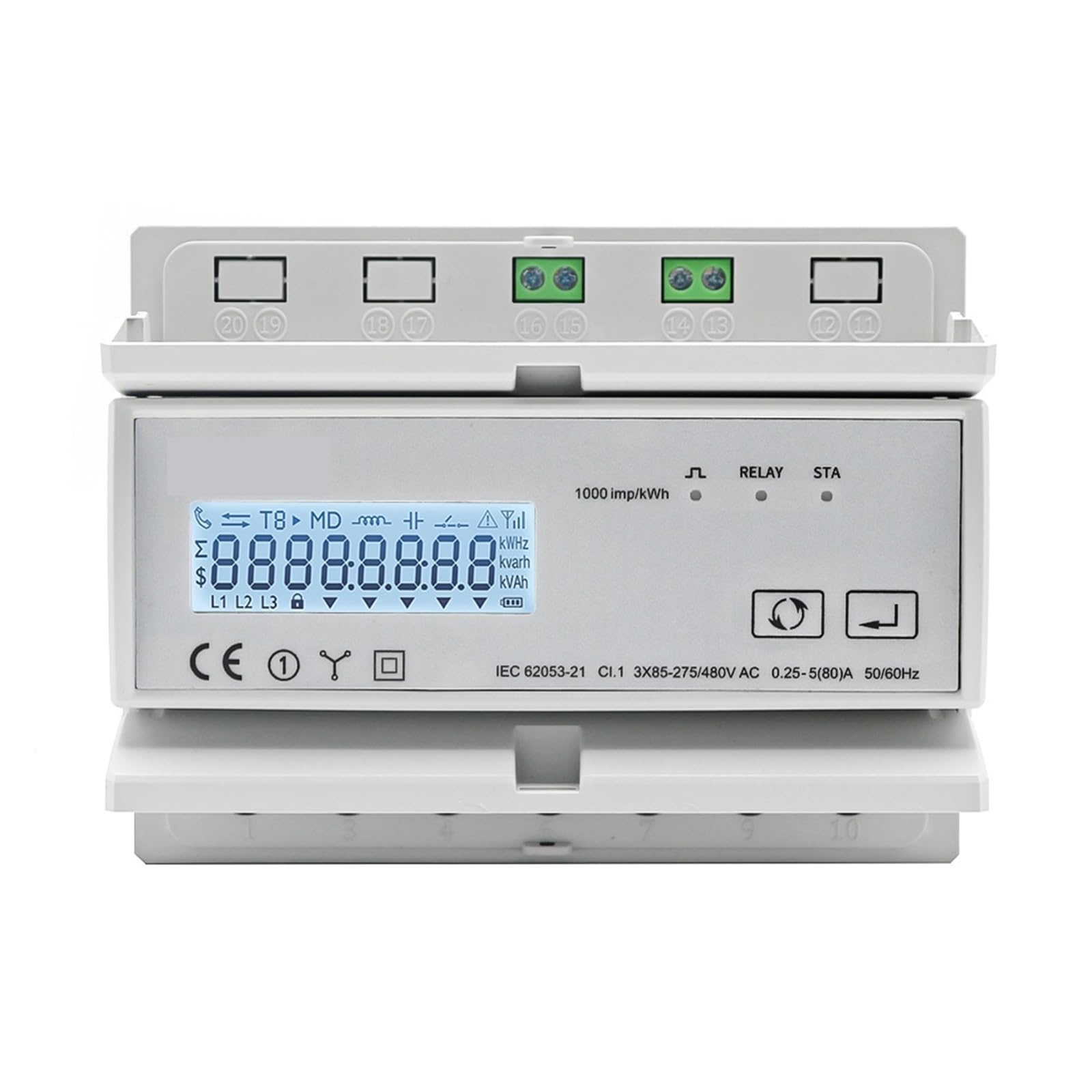 Moniteur D'éNergie pour Compteur Intelligent Tuya WiFi ZigBee Triphasé Bidirectionnel Énergie KWh Compteur Moniteur Wattmètre Prise en Charge Modbus RTU 3 * 85/190V Ou 230/400VAC(WiFi)