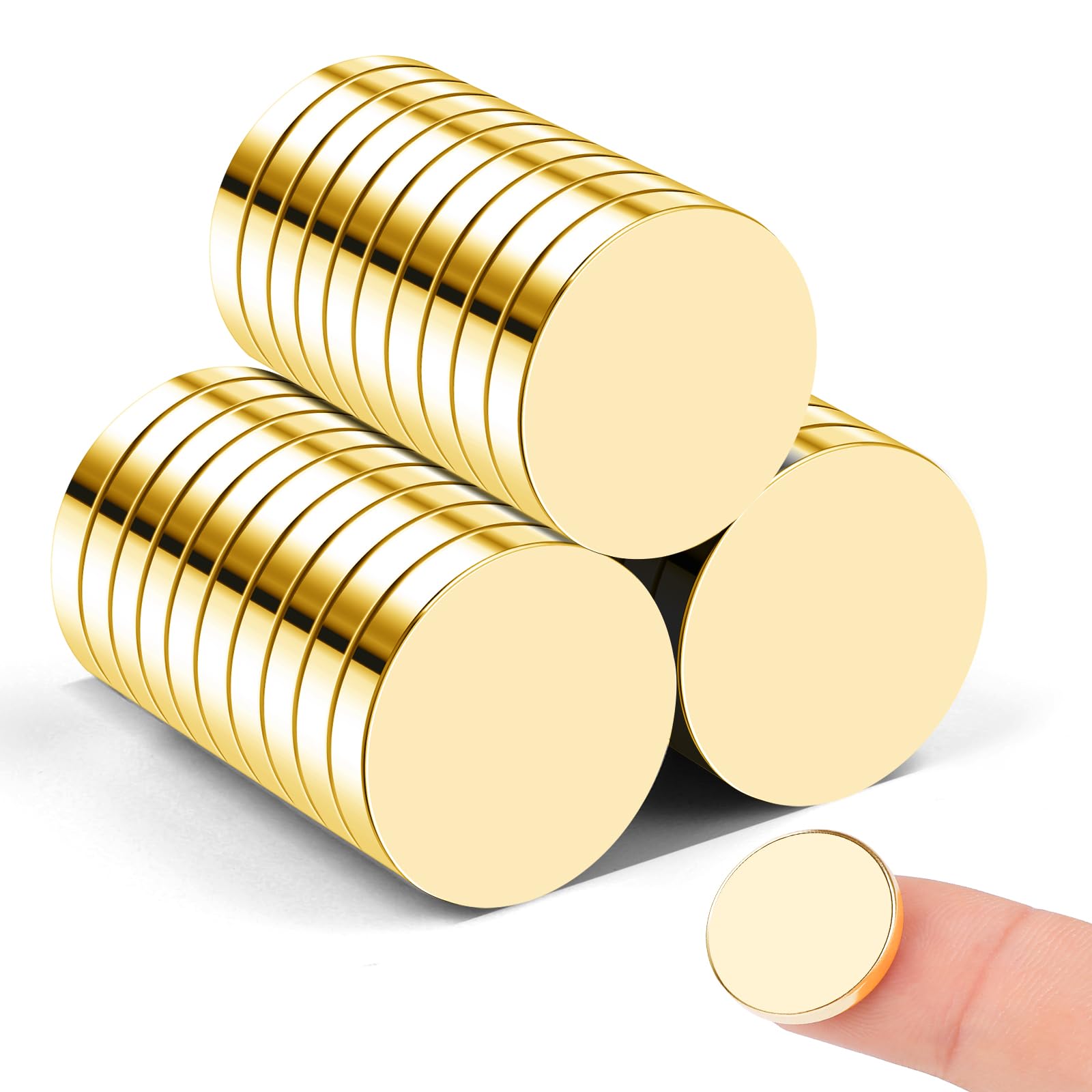 VSKIZ 30Pcs Small Magnets, 18x3mm Gold Round Refrigerator Magnets Rare Earth Magnets for Kitchen
