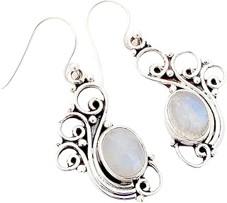 925 Sterling Silver Drop Dangle Earrings For Womens Natural Moonstone Dangle Earrings Hypoallergenic Drop Dangle Earrings Mothers Day Gift