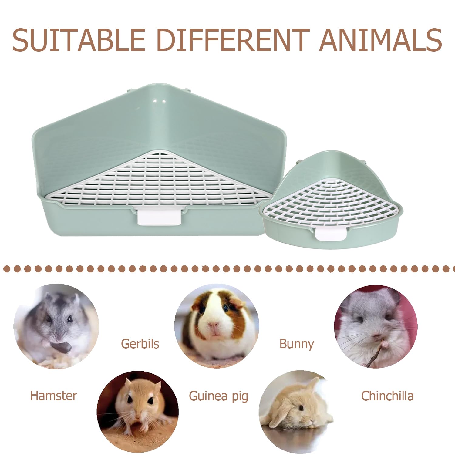 Rabbit Litter Box Bunny Corner Toilet Box Potty Trainer for Hamster Guinea Pig Ferret Rat Chinchialla Cage Pan 3.9” x 7.5” x 7.5” - image 7