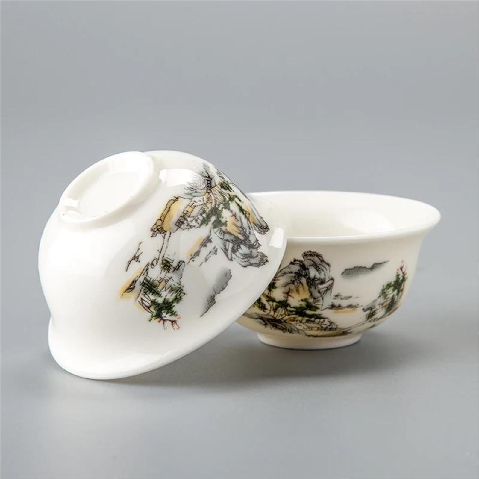 Service à thé en céramique 1 pièce 22 ml en porcelaine de Chine pour adultes – Service à thé Kung Fu avec soucoupes et tasses à thé pour le thé de l'après-midi